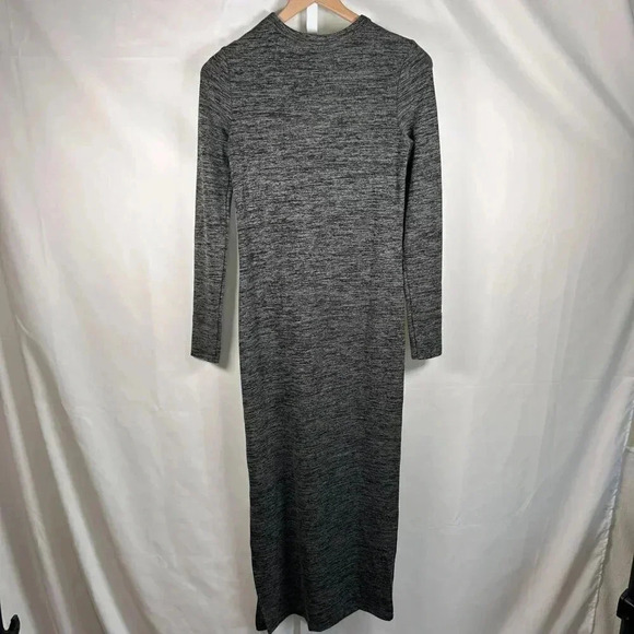 French Connection Space Dye Size Large Sweater Dress Midi Gray Stretch - Picture 3 of 12
